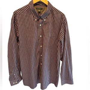 Eddie Bauer Plaid Wrinkle Free Relaxed Fit Button Down Shirt Men’s XXL Burgundy
